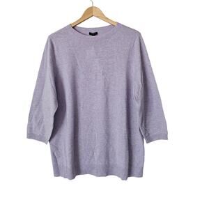 NWT Talbots Plus Pure Cashmere Short Sleeve Sweater Lavender Lilac Heather 2X